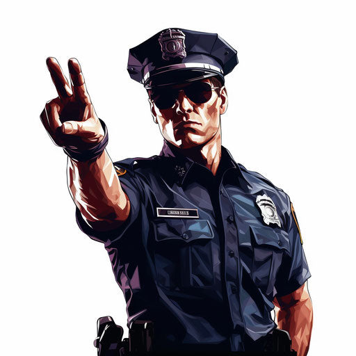 Police clipart in the style of Chiaroscuro Art, on a white background