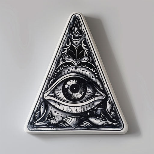 Sinister ouija board planchette, eerie tattoo design on canvas