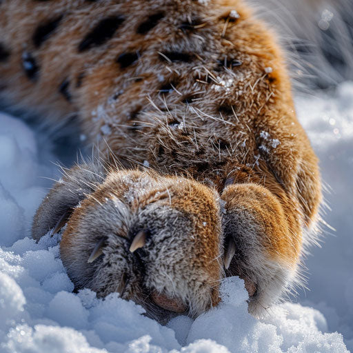 A lynx's paw in fresh snow