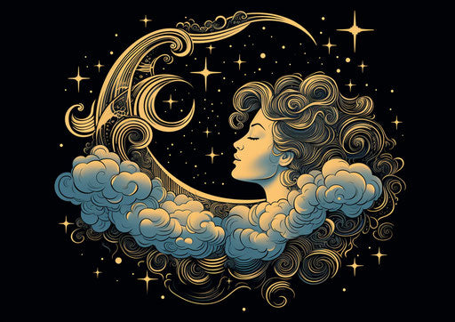 The crescent with the face in the clouds