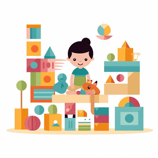 Minimalist preschool clipart on white background