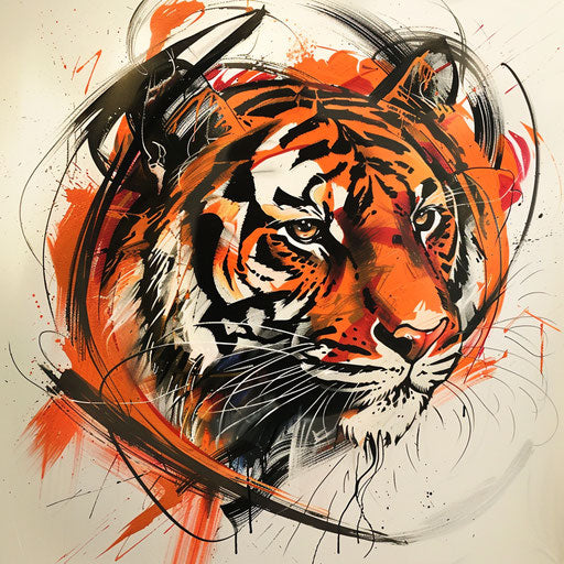 Expressive tattoo sketch of an oriental tiger