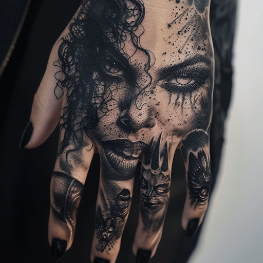 Hand tattoo designs of a gothic vampire