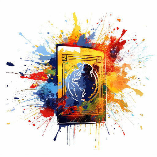 Impressionistic passport clipart on white background