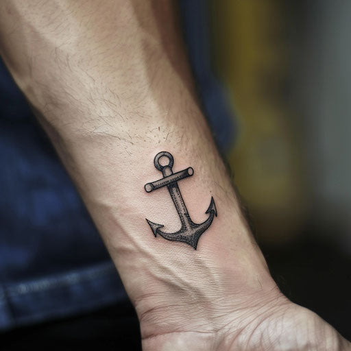 Small anchor tattoo, Guy Aitchison style, wrist