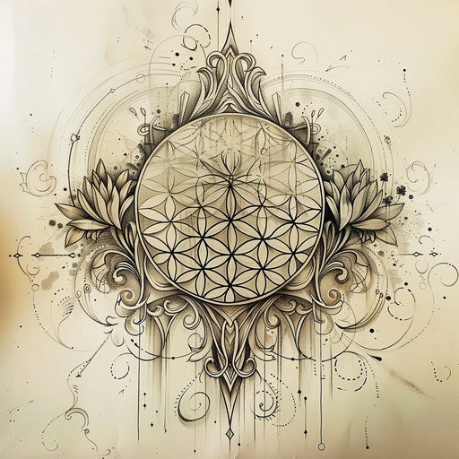 Art nouveau style sketch of the Flower of Life