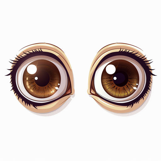 Cartoon eyes in photo realistic style on flat white background