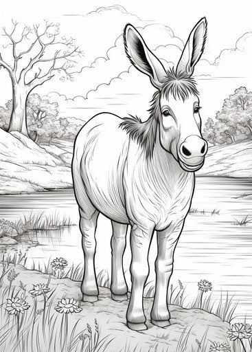 Printable donkey coloring pages, eeyore coloring pages, in comic art style, political satire