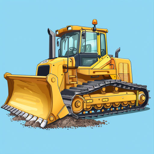 Realistic bulldozer clipart with random background and sharp edges