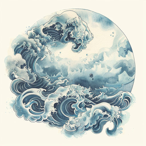 Serene blue watercolor storm