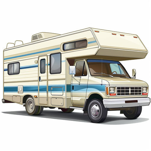 Dynamic RV clipart on white background with bold colors