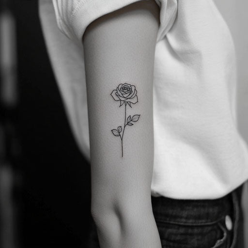 Small arm tattoos with simple rose outline