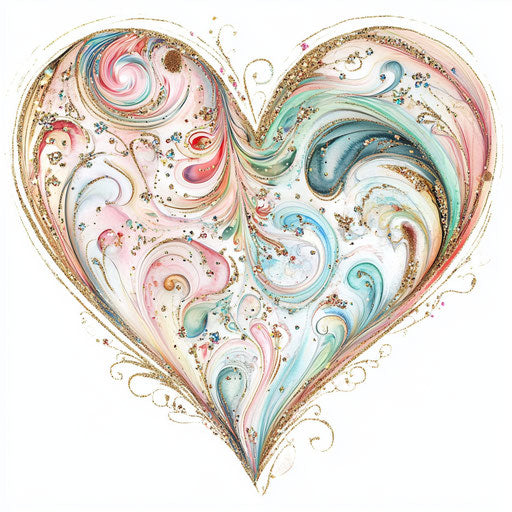Romantic heart motif in whimsical watercolor style