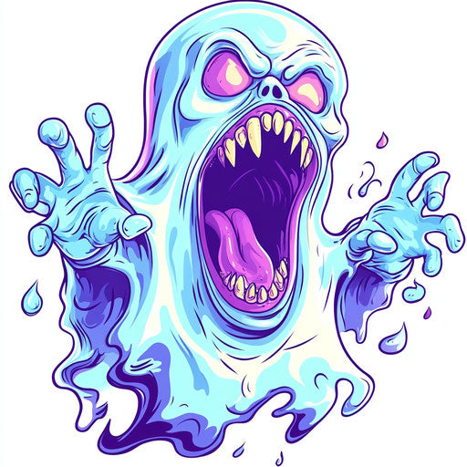 Humorous caricature of a ghost with human characteristics