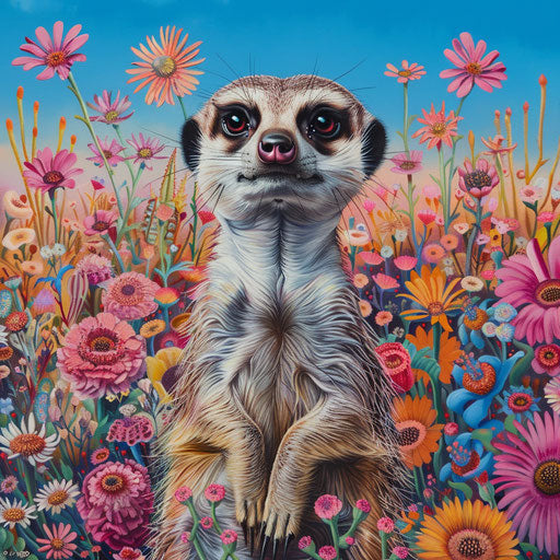 Meerkat surrounded by desert blooms, showcasing the ecosystem and biodiversity