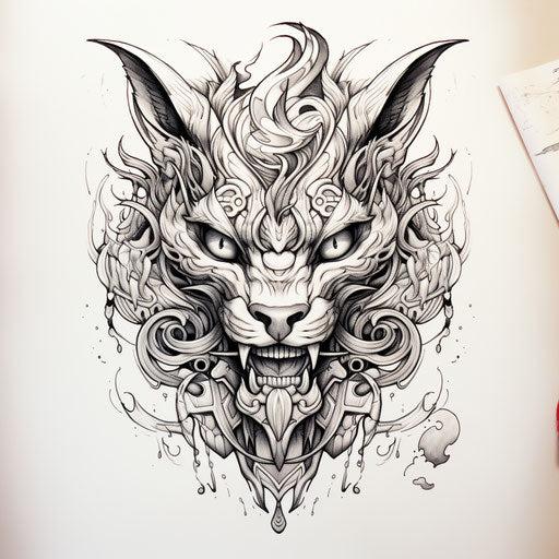 Dragon head tattoo, mysterious Chinese style