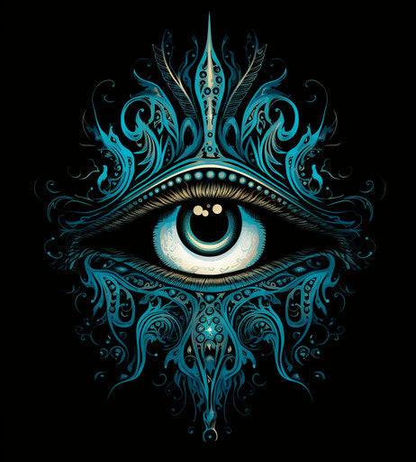 Ethnic tattoo of eye with floral motifs