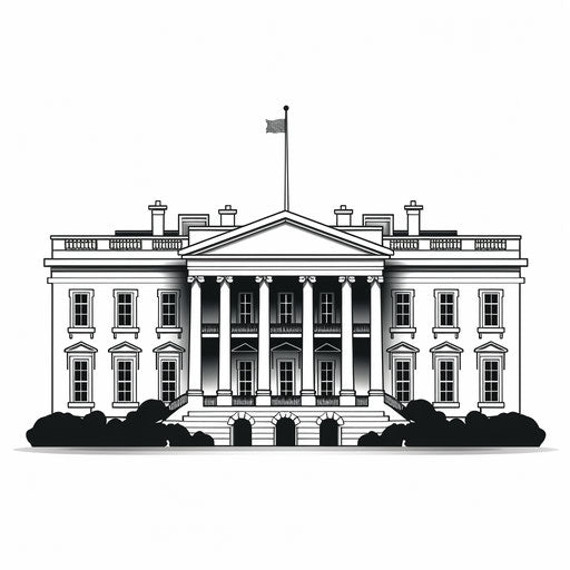 White house in Minimalist style on white background