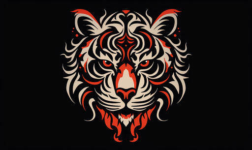Tiger tribal tattoo Tonga art style 3840x2160 minimalism