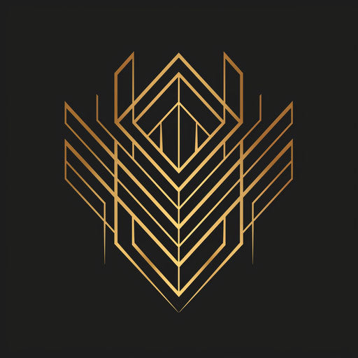 Art Deco business logo with geometric patterns, black and gold