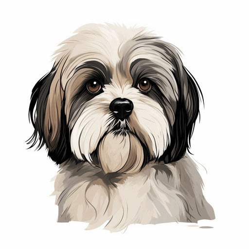 Minimalist style shih tzu clipart, on white background