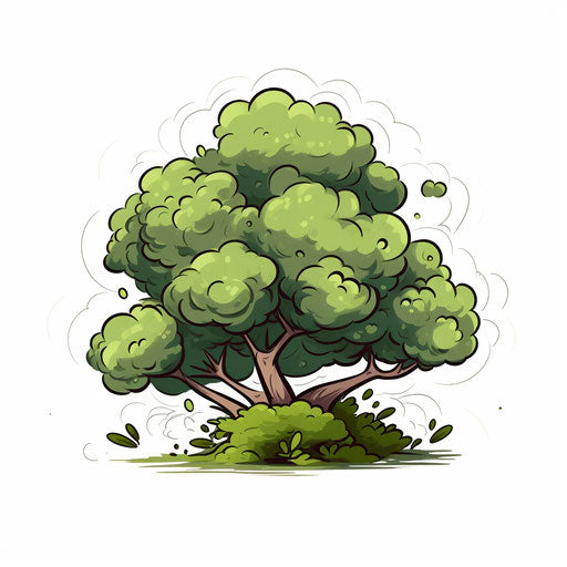 Minimalist bush clipart on white background