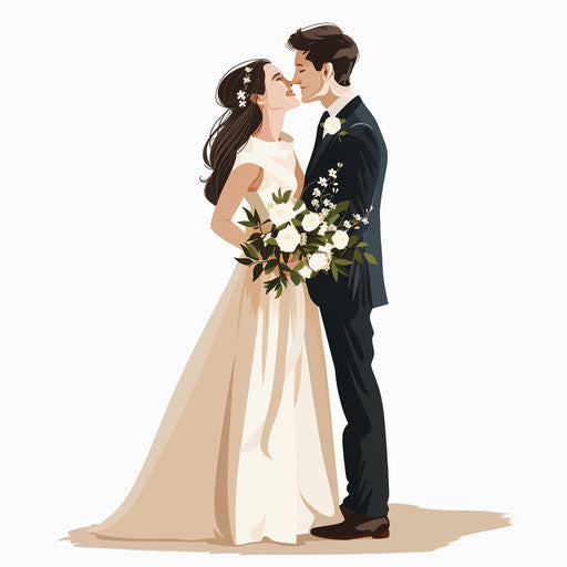 Realistic marriage clipart on white background, modern style