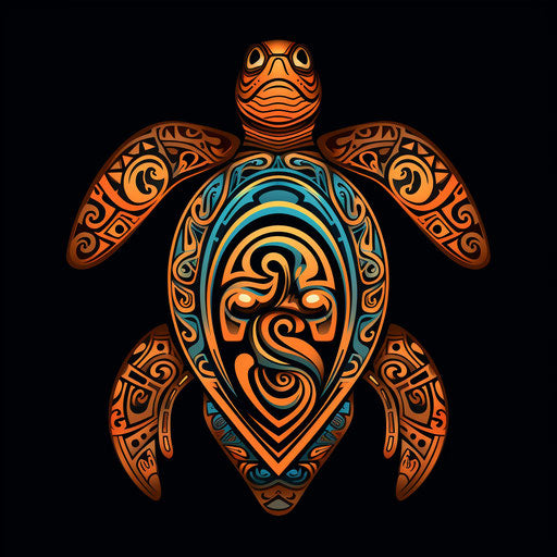 Tribal turtle clip art design, in the style of timeless mythology, graphic