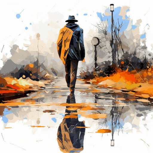 Stroll clipart in the style of Oil painting, on a white background