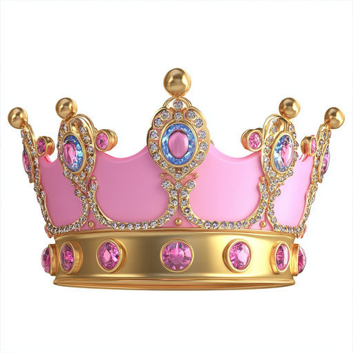 3D birthday crown on white background, isolated clipart