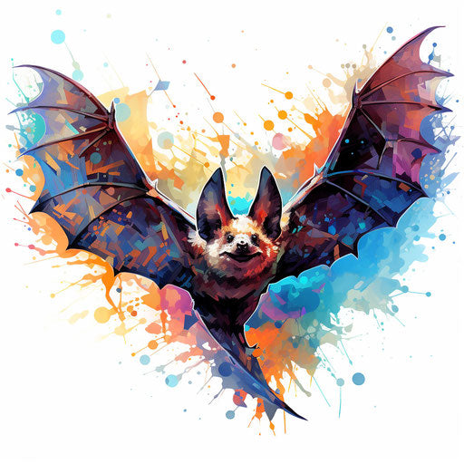 Bat drawing in the style of Impressionistic Art, on white background