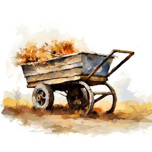 Wheelbarrow in Impressionistic Art style, white background