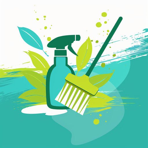 Cleaning company logo in green and blue with a fresh, vibrant background