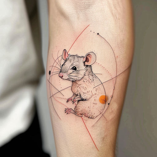 Tattoo sketch of a rat in minimalist style