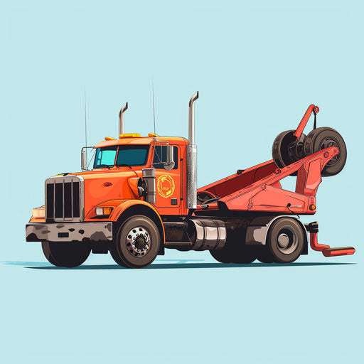 Tow truck in photorealistic style with flat random background