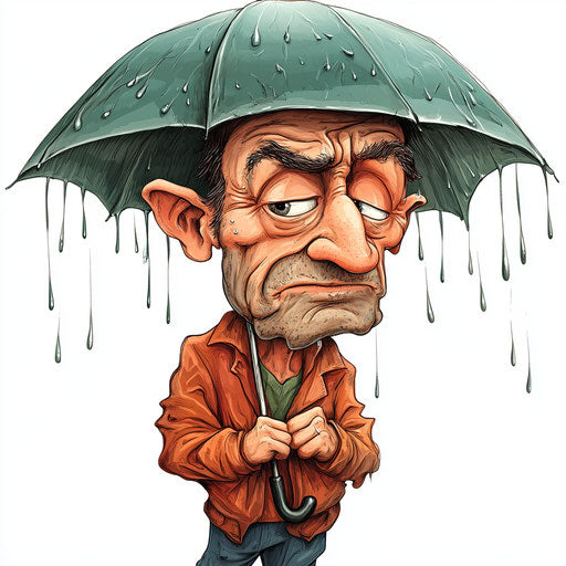 Amusing caricature of a rainy day