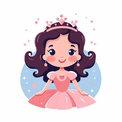 Minimalist princess illustration on white background