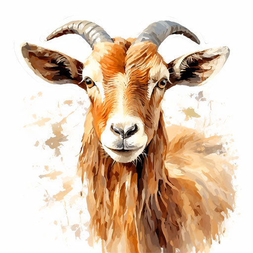 Goat clipart in the style of Impressionistic Art, on a white background