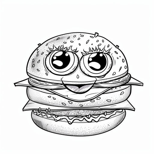 Happy burger with big eyes