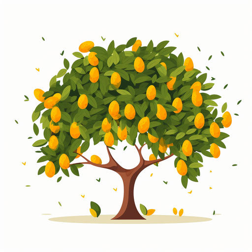 Minimalist mango tree clipart on white background