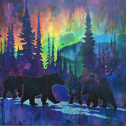 Bears under the northern lights