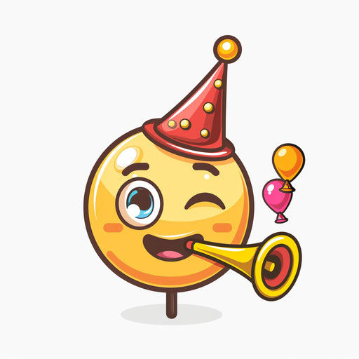Celebrate joyfully with emoji and party hat