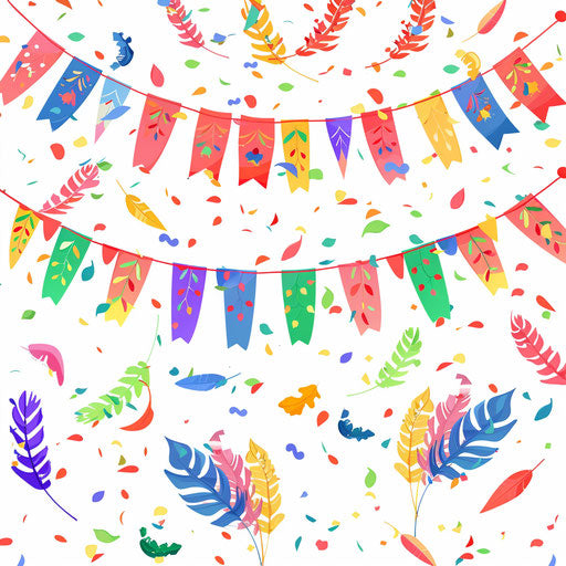 Realistic festival clipart on flat white background, detailed with subtle textures and high clarity