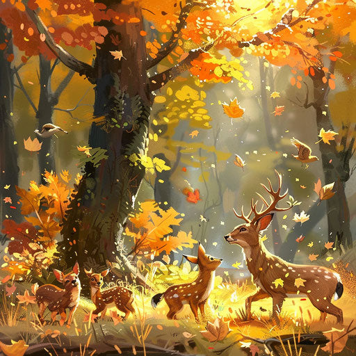 Animals in an autumn forest