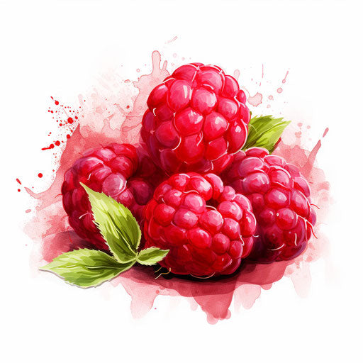 Raspberry clipart in the style of Impressionistic Art, on white background