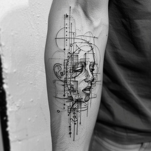 Depression tattoo with futuristic designs