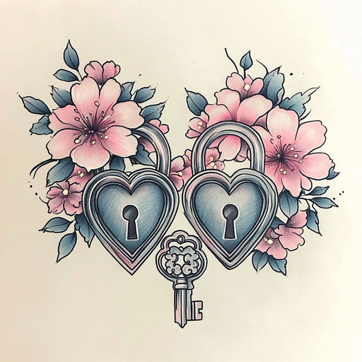 Beautiful flat tattoo sketch for cute couple tattoos