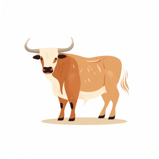 Ox clipart in Minimalist style on white background