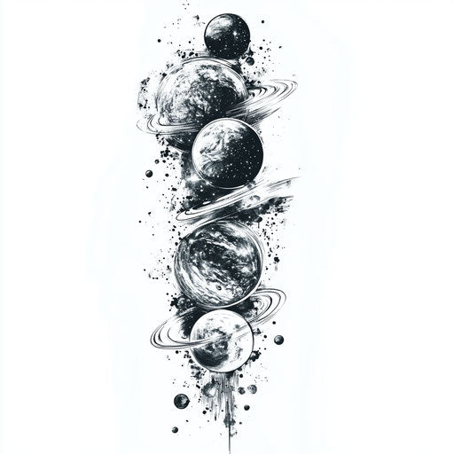 Inner bicep tattoo sketch with galaxy theme for men