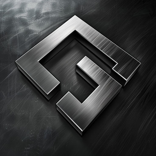 Modern, sleek simple logo design with a metallic background